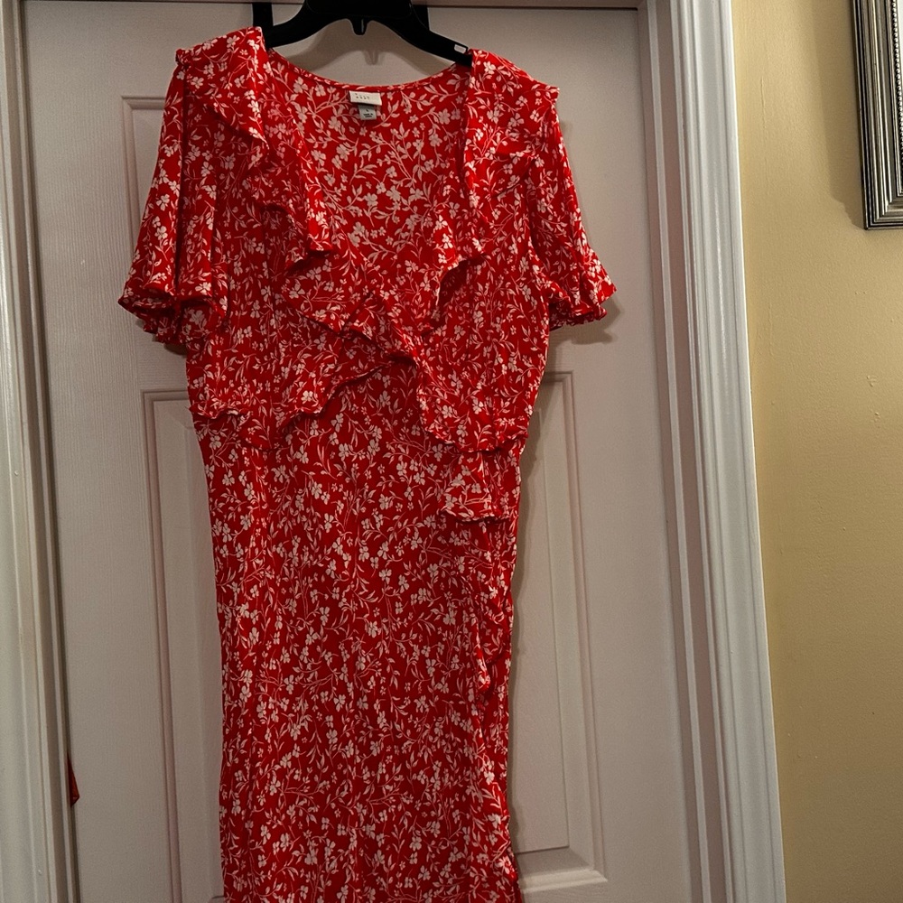 Target Red and White Floral Midi Dress